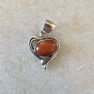 Red Goldstone Sterling Silver Pendant